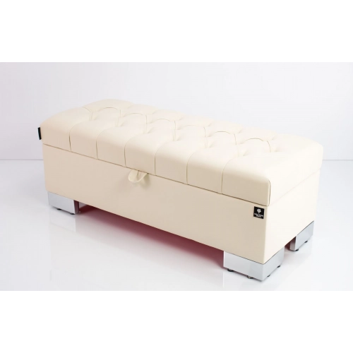 Kufer Pikowany CHESTERFIELD  Eko-Skóra Ecru / Model Q-4 Rozmiary od 50 cm do 200 cm